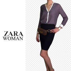 Zara mulberry silk long sleeve top blouse